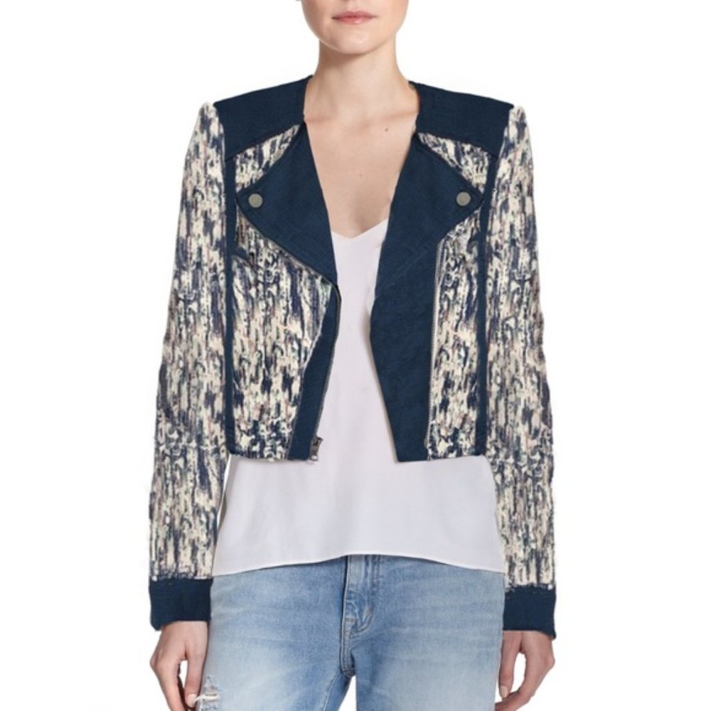 BCBG Max Azria Cody Biker Moto Cropped Jacket
